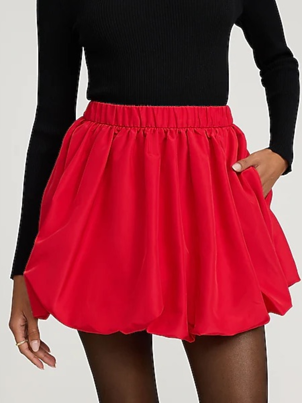 Express Silky Elastic Waist Bubble Hem Mini Skirt NWT Red Size M